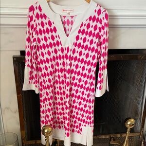 Jude Connally Fuchsia and White Geometric dress
